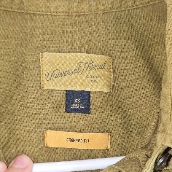 Universal Thread Cropped Fit Women's Button Up Olive Green Size XS - Picture 9 of 9